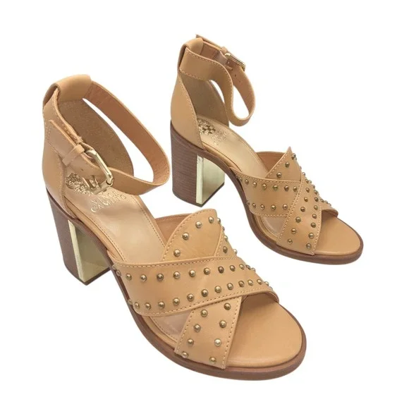 Vince Camuto VC-KERESHA Leather Open Toe Ankle Strap Sandals 8.5M Tan Brazil NEW - Picture 10 of 16